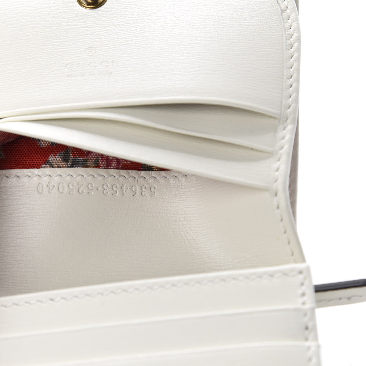 Gucci Calfskin Web Trapuntata GG Card Case Wallet Off White 7 of 8