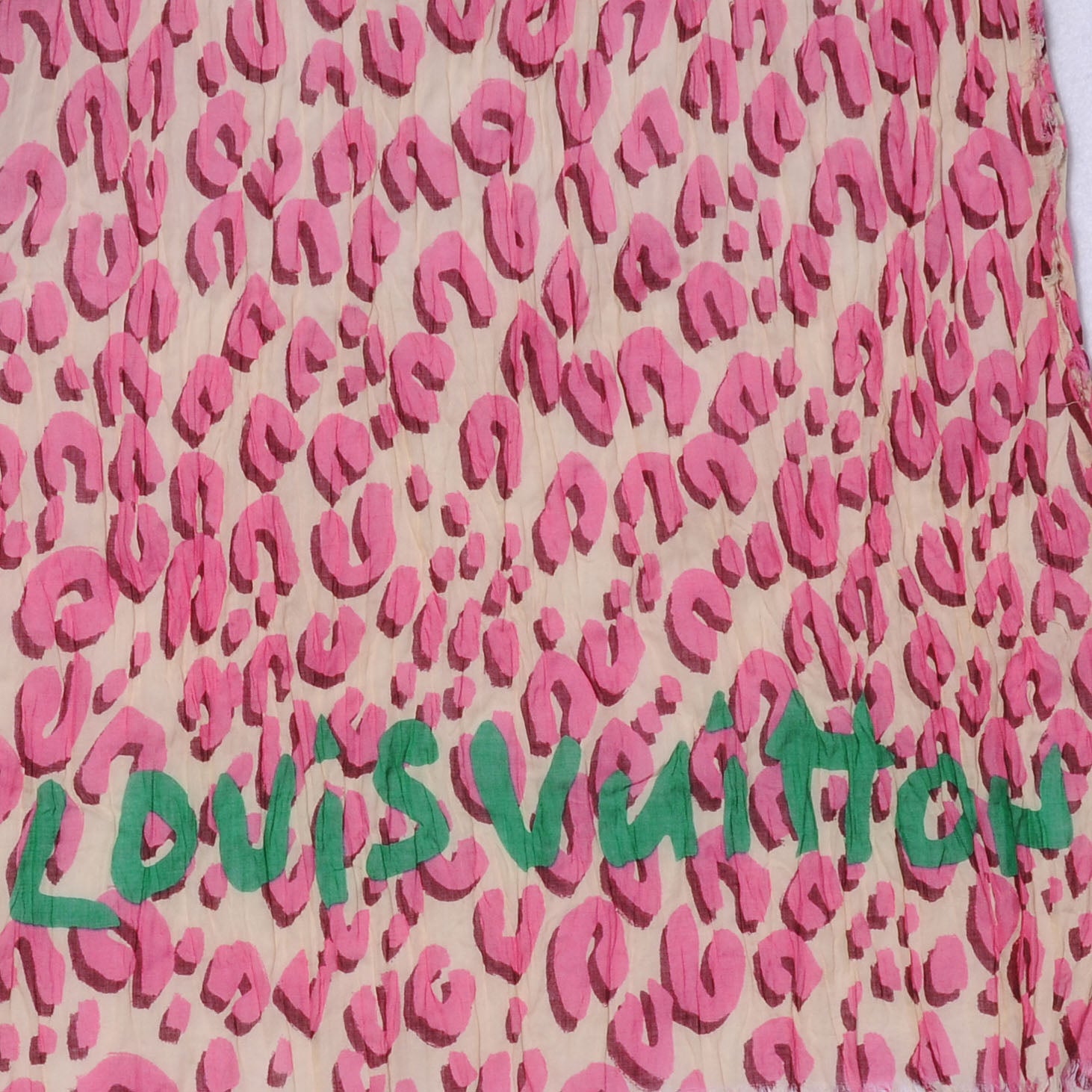 Louis Vuitton Cotton Leopard Pareo Blanc Corail 4 of 7
