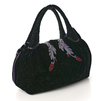 Fendi Velvet Embroidered Squirrel Spy Black Multicolor 3 of 13