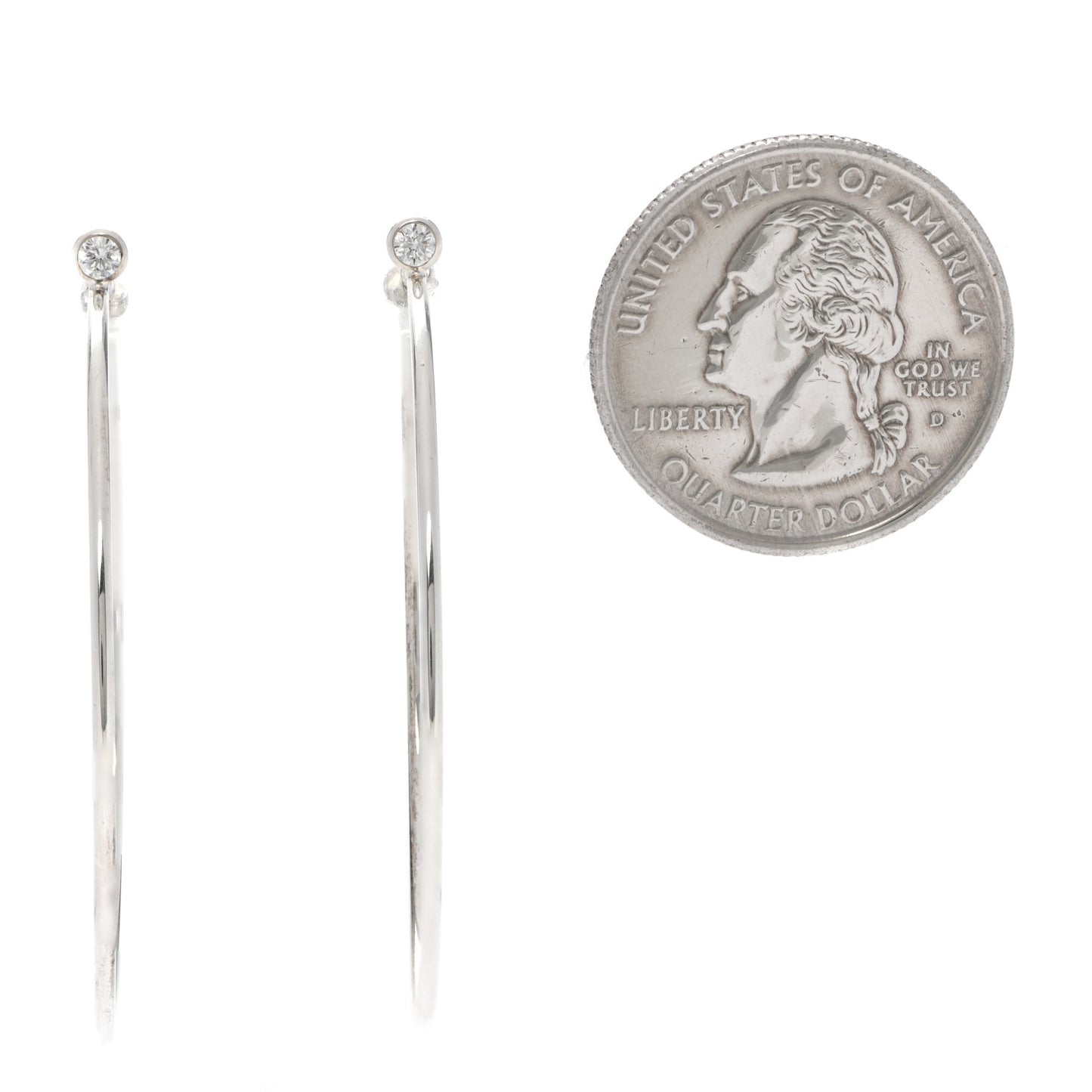 Sterling Silver Diamond Medium Elsa Peretti Hoop Earrings