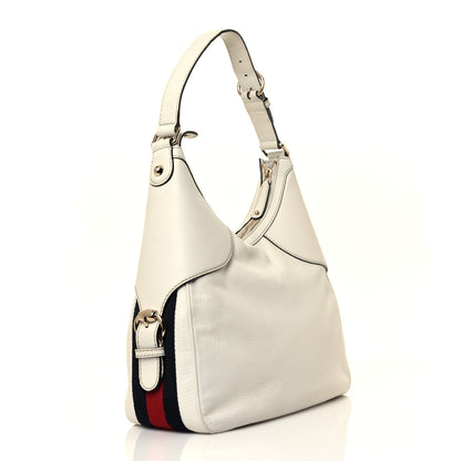 Gucci Calfskin Horsebit Web Hobo White 2 of 7