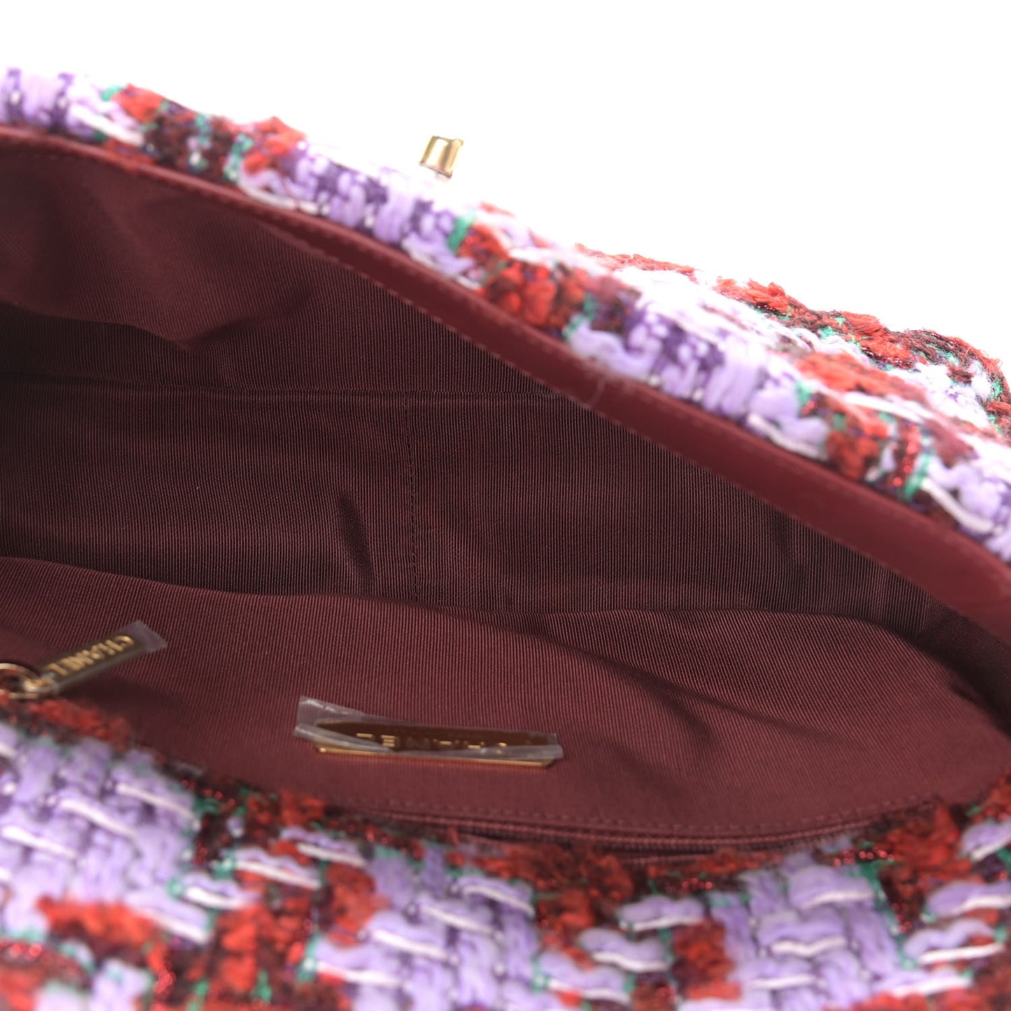Tweed Quilted Medium Chanel 19 Flap Red Purple Green