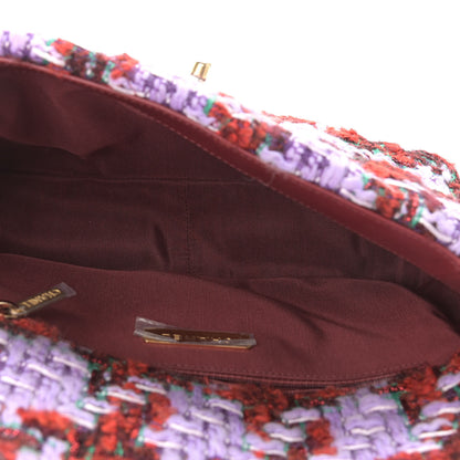 Chanel Tweed Quilted Medium Chanel 19 Flap Red Purple Green 5 of 9