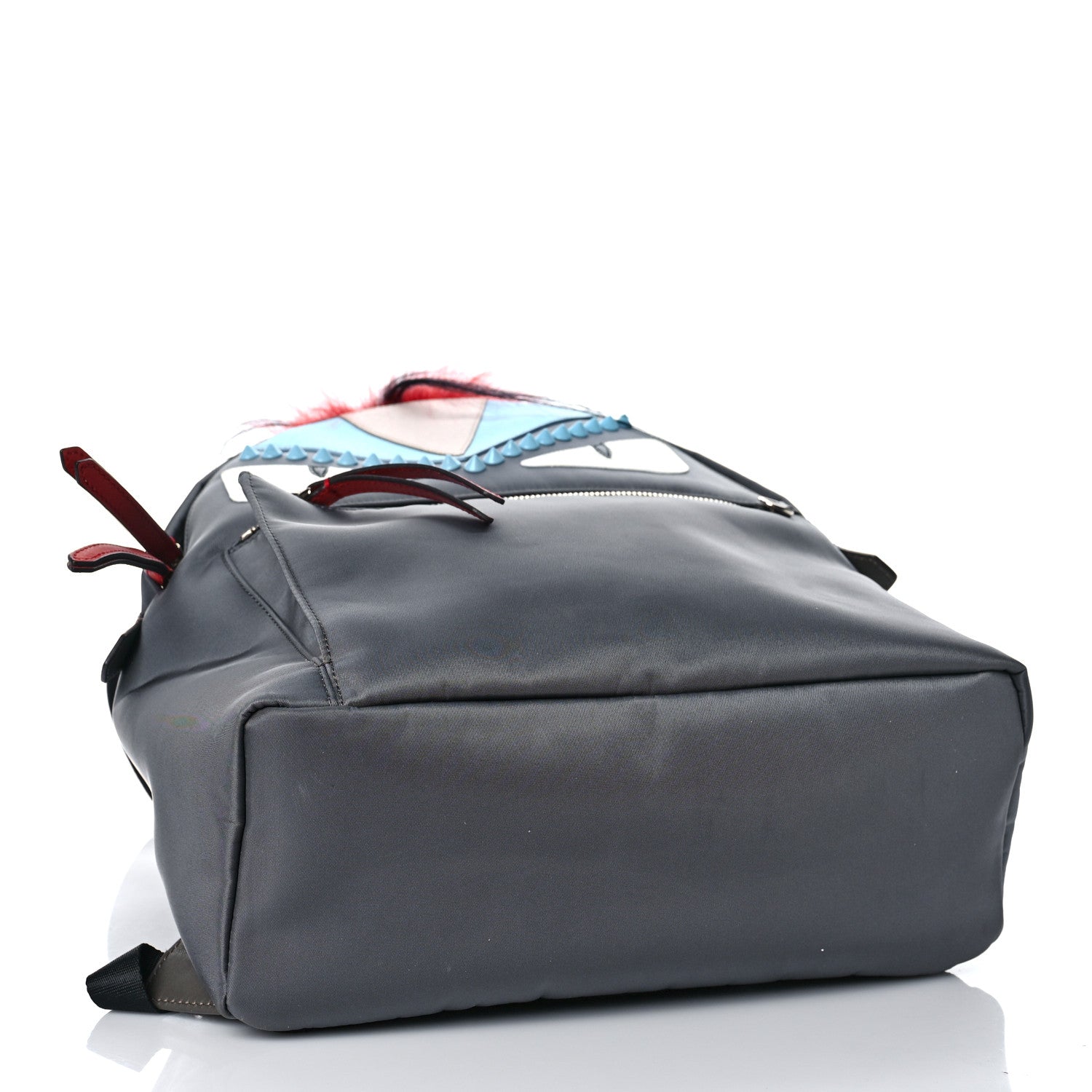 Fendi Nylon Vitello Elite Fox Goat Monster Eyes Studded Backpack Acciaio Pimento Multicolor 4 of 9