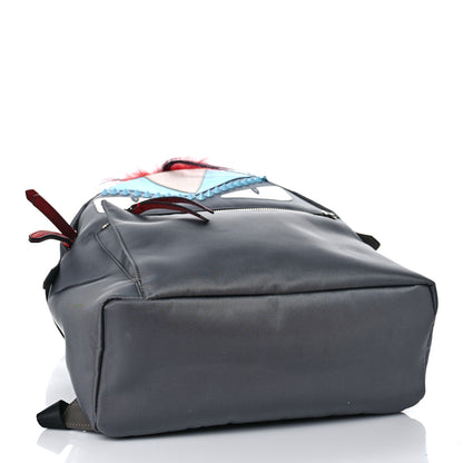 Fendi Nylon Vitello Elite Fox Goat Monster Eyes Studded Backpack Acciaio Pimento Multicolor 4 of 9