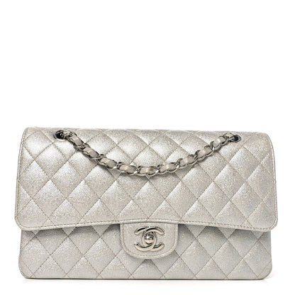Chanel Glittered Metallic Caviar Quilted Medium Double Flap Silver 1 of 9