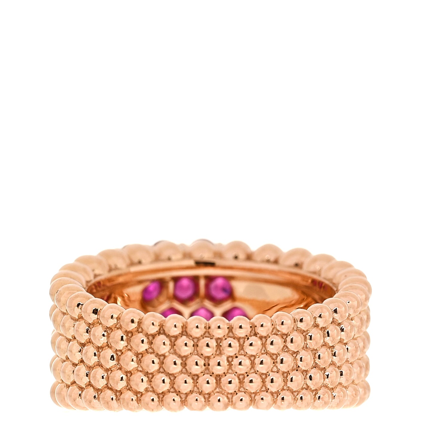 18K Rose Gold Ruby Perlee Coleurs 5 Row Ring 52 6