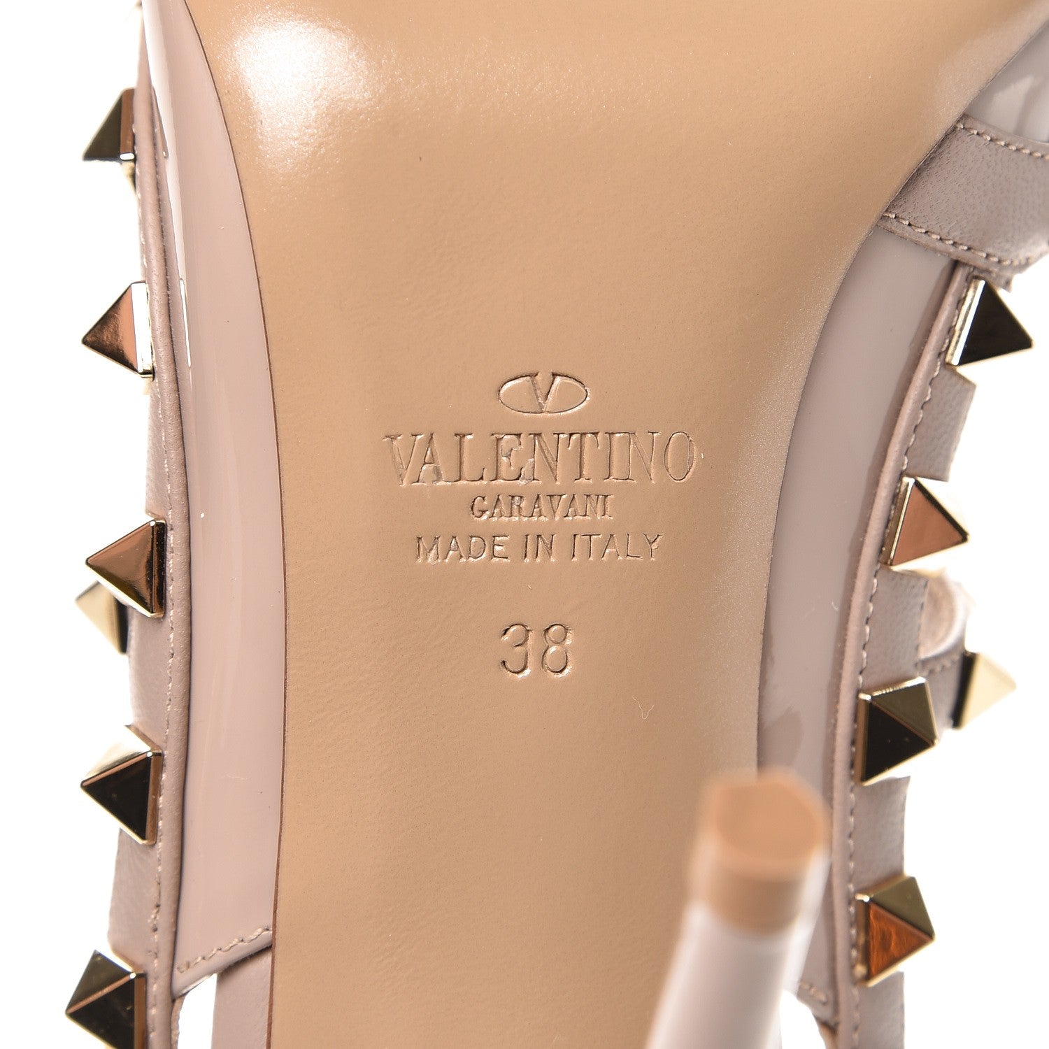 Valentino Garavani Patent Nappa Rockstud Ankle Strap 100mm Pumps 38 Poudre 8 of 9