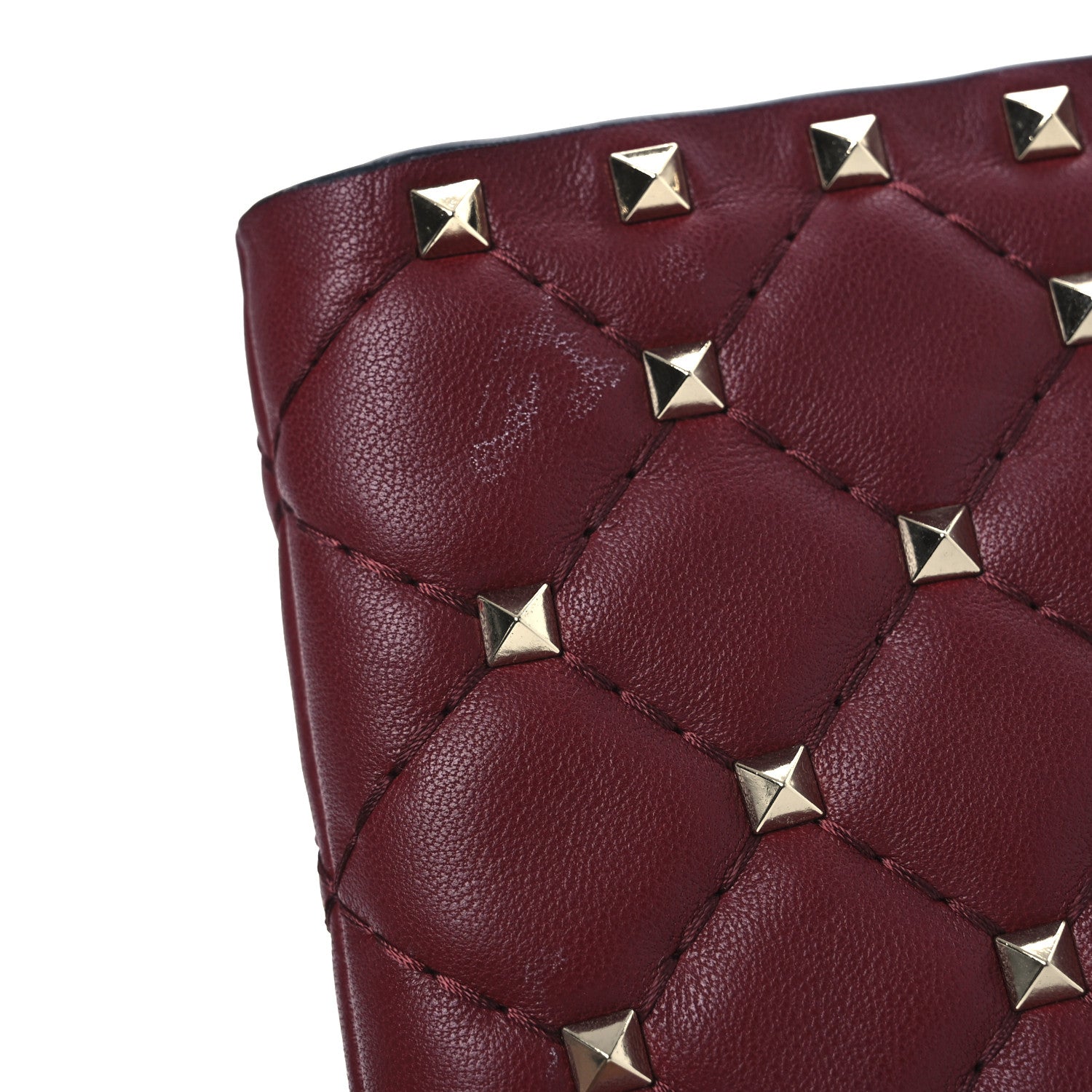 Valentino Garavani Nappa Rockstud Spike Side Slip Zip Clutch Rubino 10 of 12