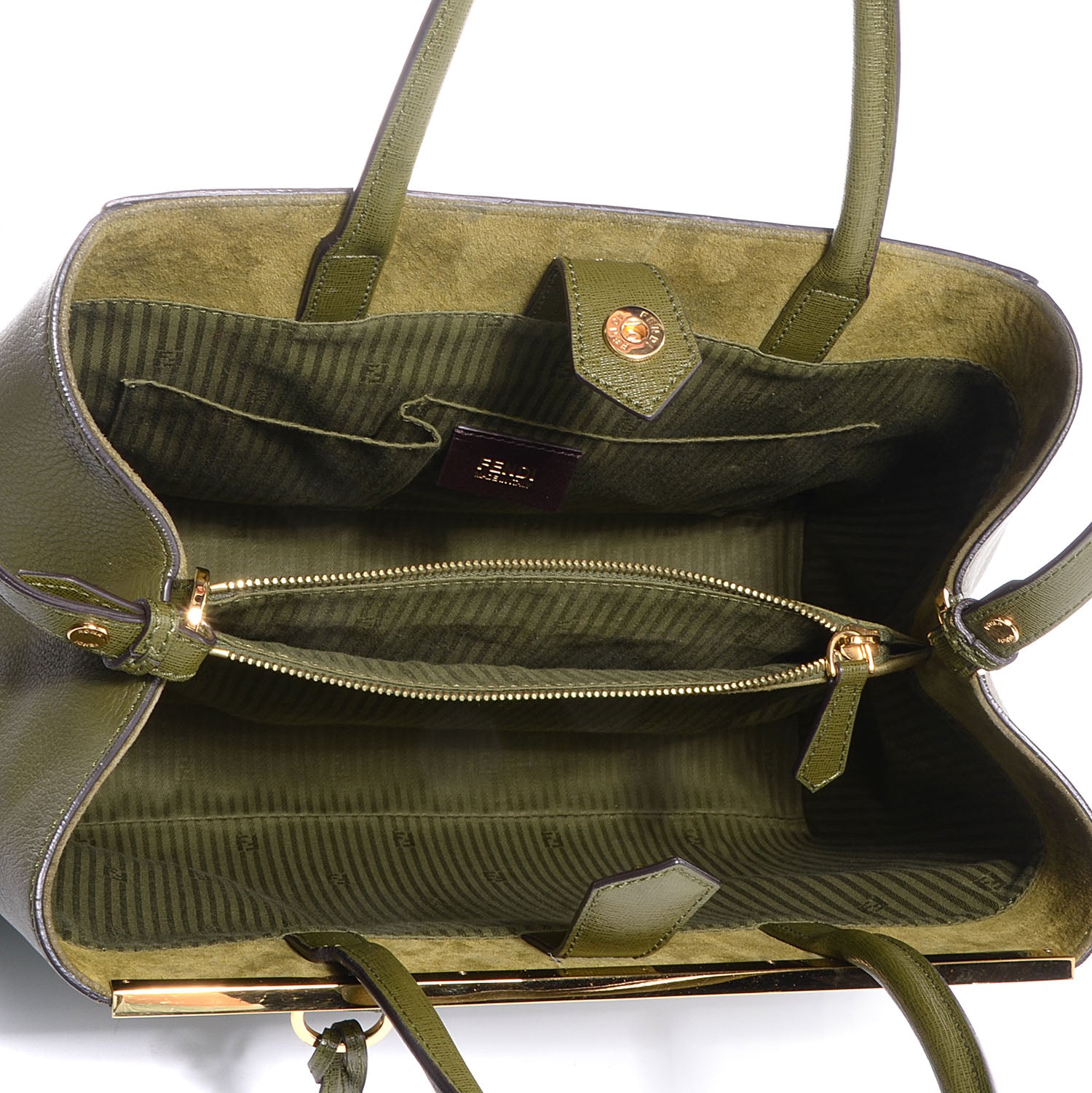 Fendi Vitello Elite Flamingo Regular 2Jours Tote Oliva 7 of 12