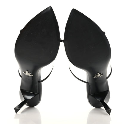 Prada Plexiglass Calfskin Metal Triangle Logo 75mm Slide Sandals 41 Black 5 of 8
