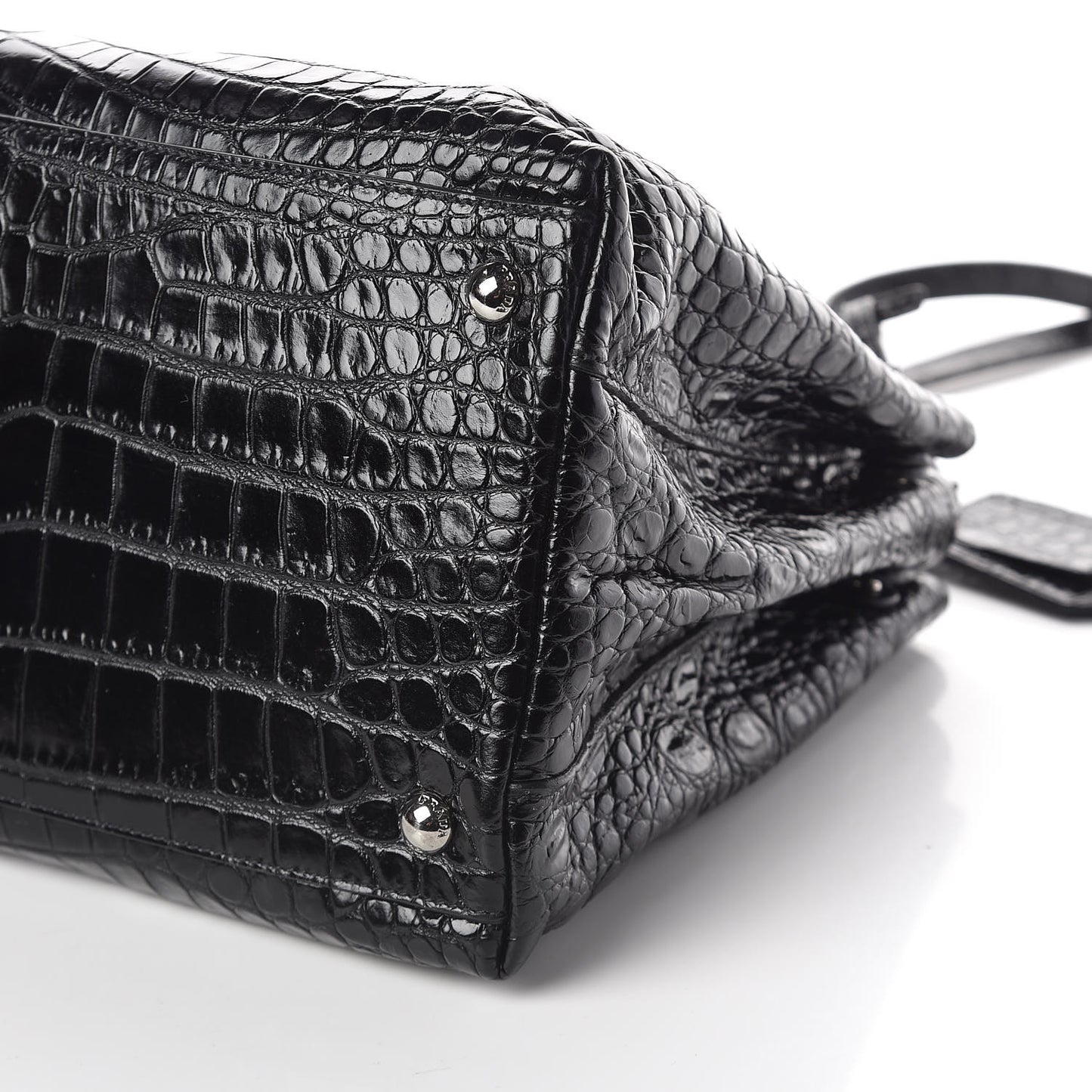 Calfskin Crocodile Embossed Tote Black