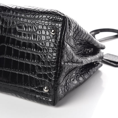 Prada Calfskin Crocodile Embossed Tote Black 9 of 9