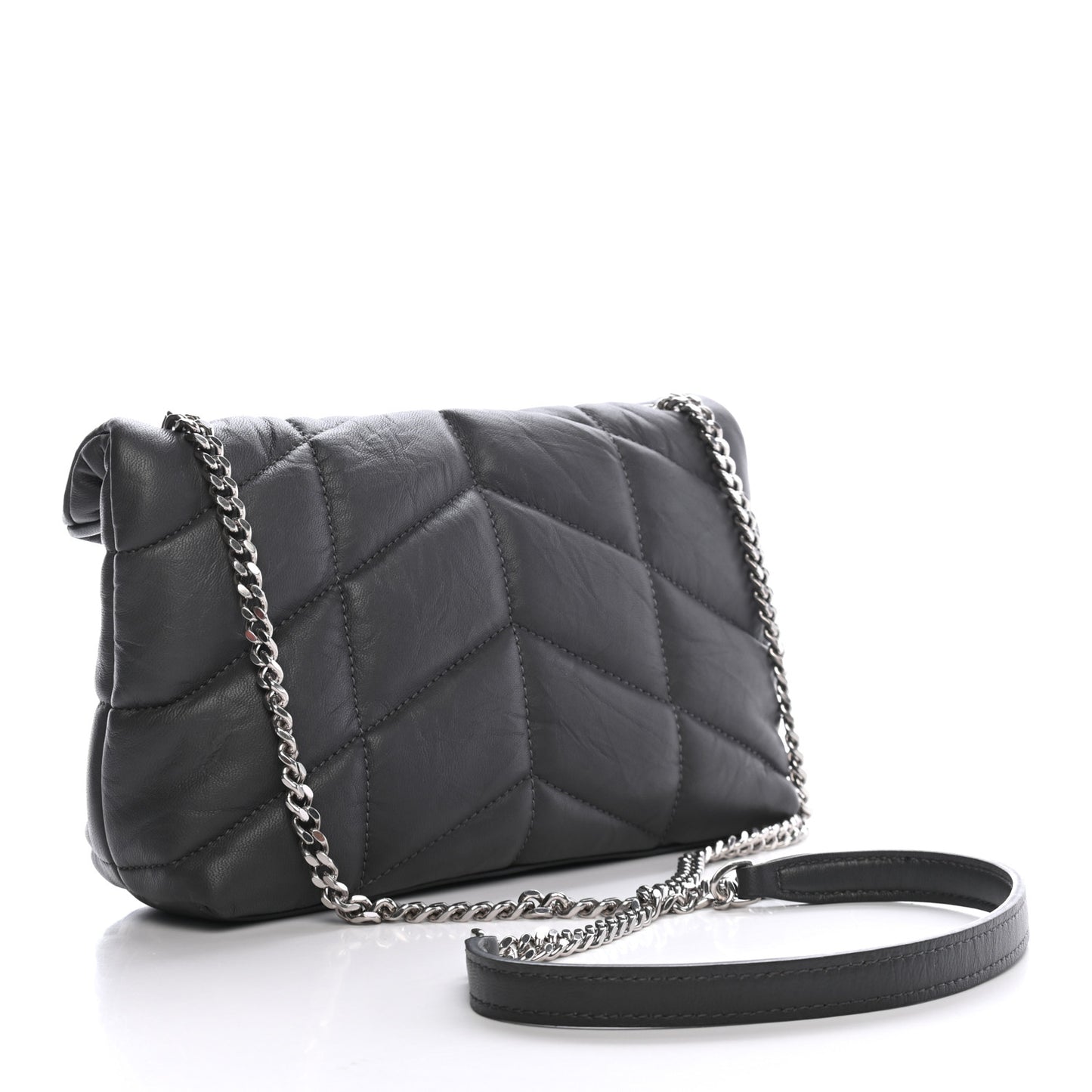 Lambskin Quilted Toy Loulou Puffer Monogram Chain Satchel Storm