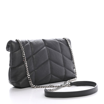Saint Laurent Lambskin Quilted Toy Loulou Puffer Monogram Chain Satchel Storm 3 of 9