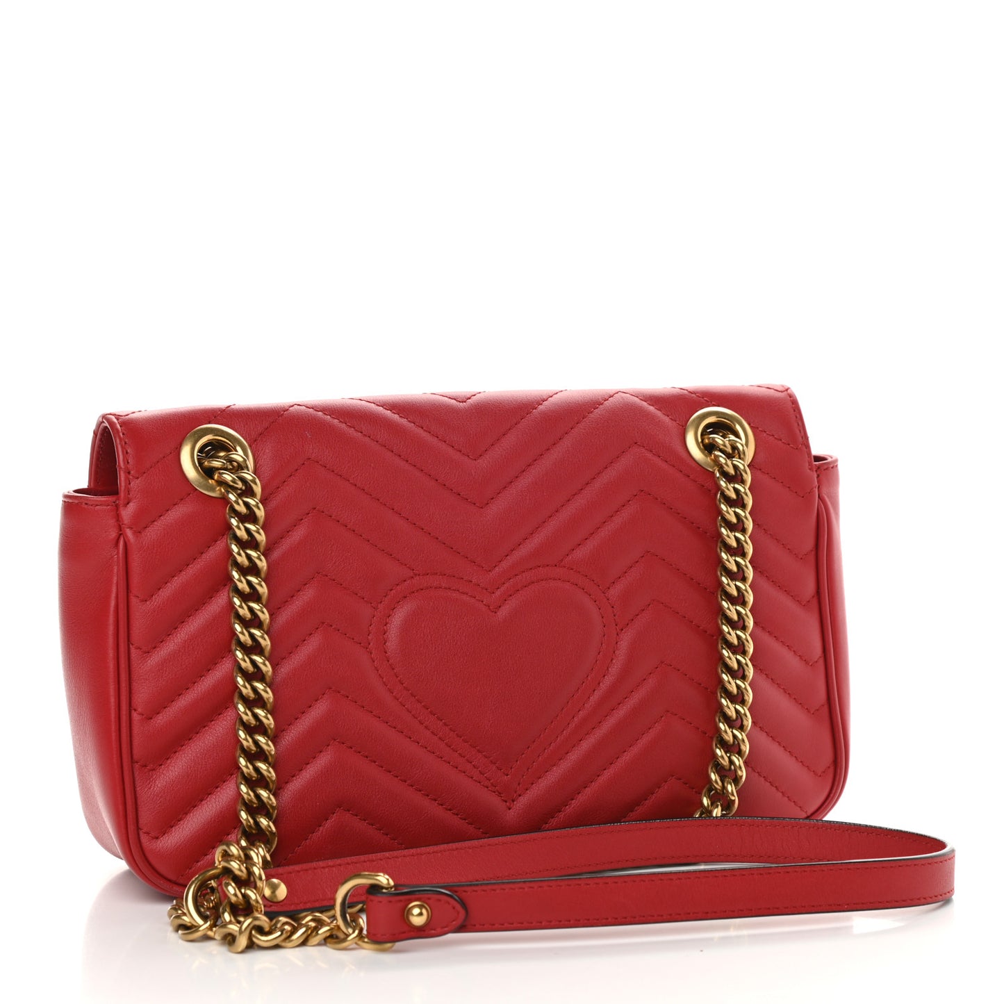 Calfskin Matelasse Small GG Marmont Shoulder Bag Hibiscus Red