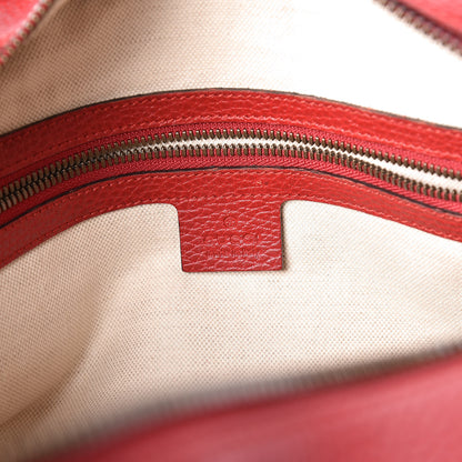 Gucci Pebbled Calfskin Logo Messenger Bag Hibiscus Red 6 of 10