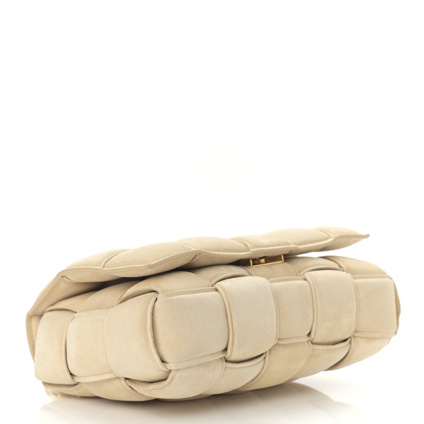 Suede Maxi Intrecciato Padded Chain Cassette Crossbody Bag Sand