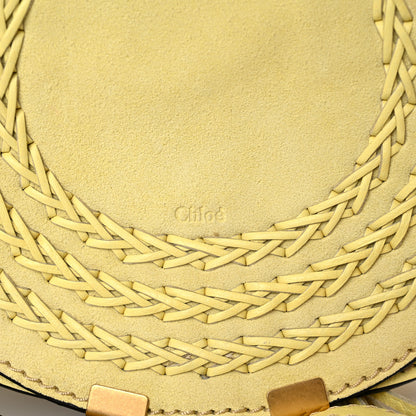 Chloe Suede Calfskin Braided Mini Marcie Round Crossbody Bag Yellow 14 of 16
