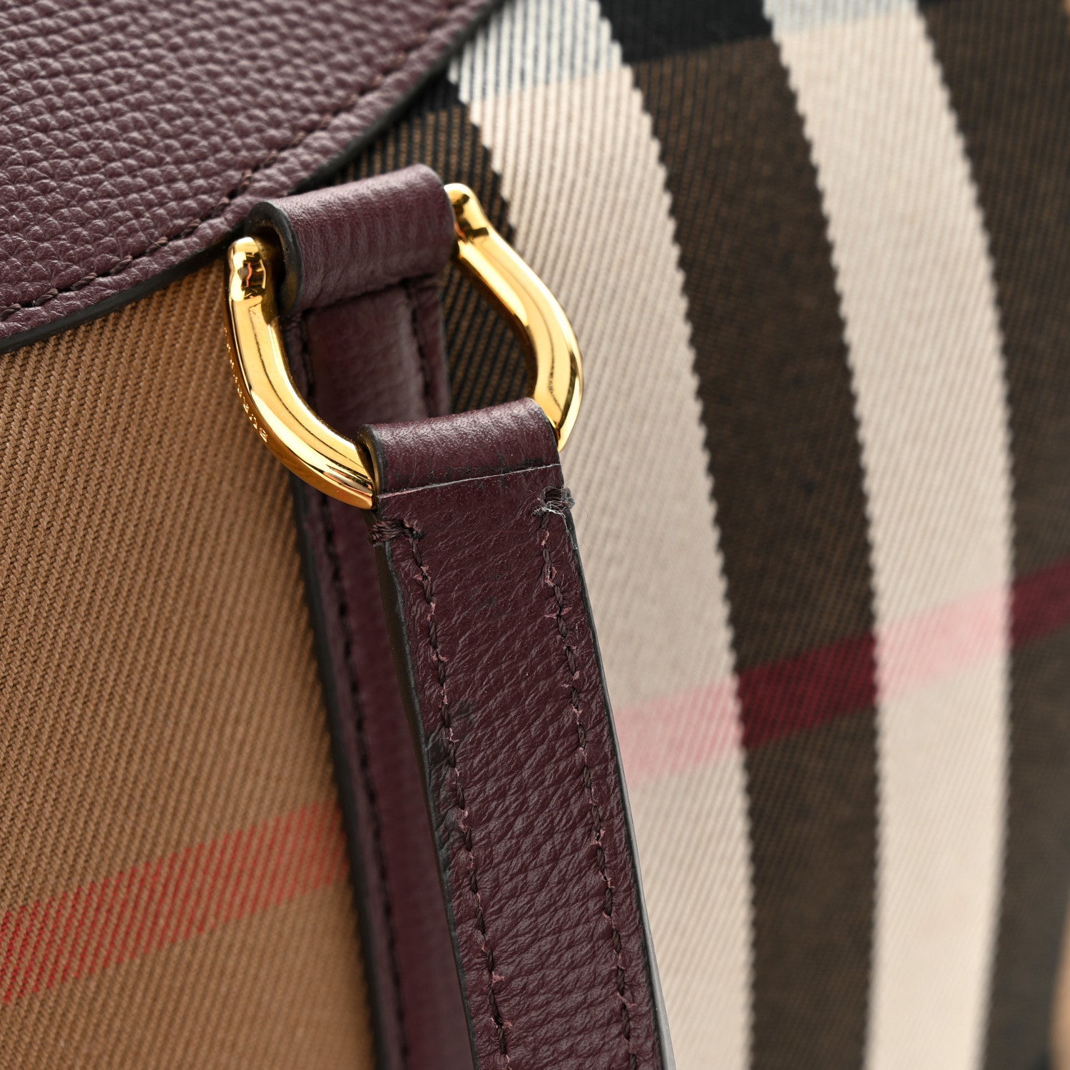 Burberry House Check Derby Calfskin Medium Alchester Bowling Bag Mahogany Red 14 of 14