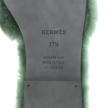 Hermes Woolskin Oran Sandals 37.5 Vert Anglais 7 of 10