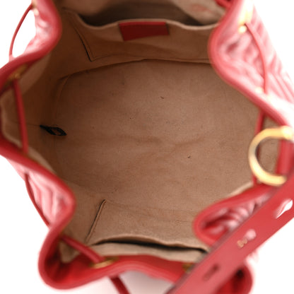 Gucci Calfskin Matelasse Sylvie Web GG Marmont Bucket Bag Hibiscus Red 5 of 15