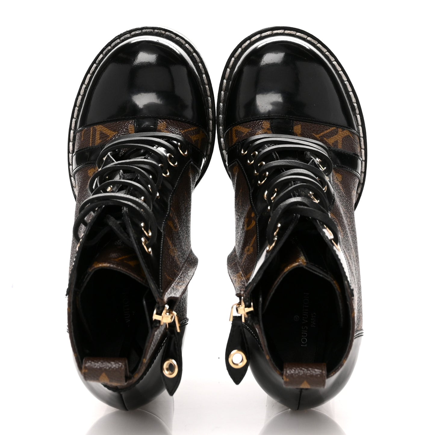 Patent Calfskin Monogram Star Trail Ankle Boots 37.5 Black