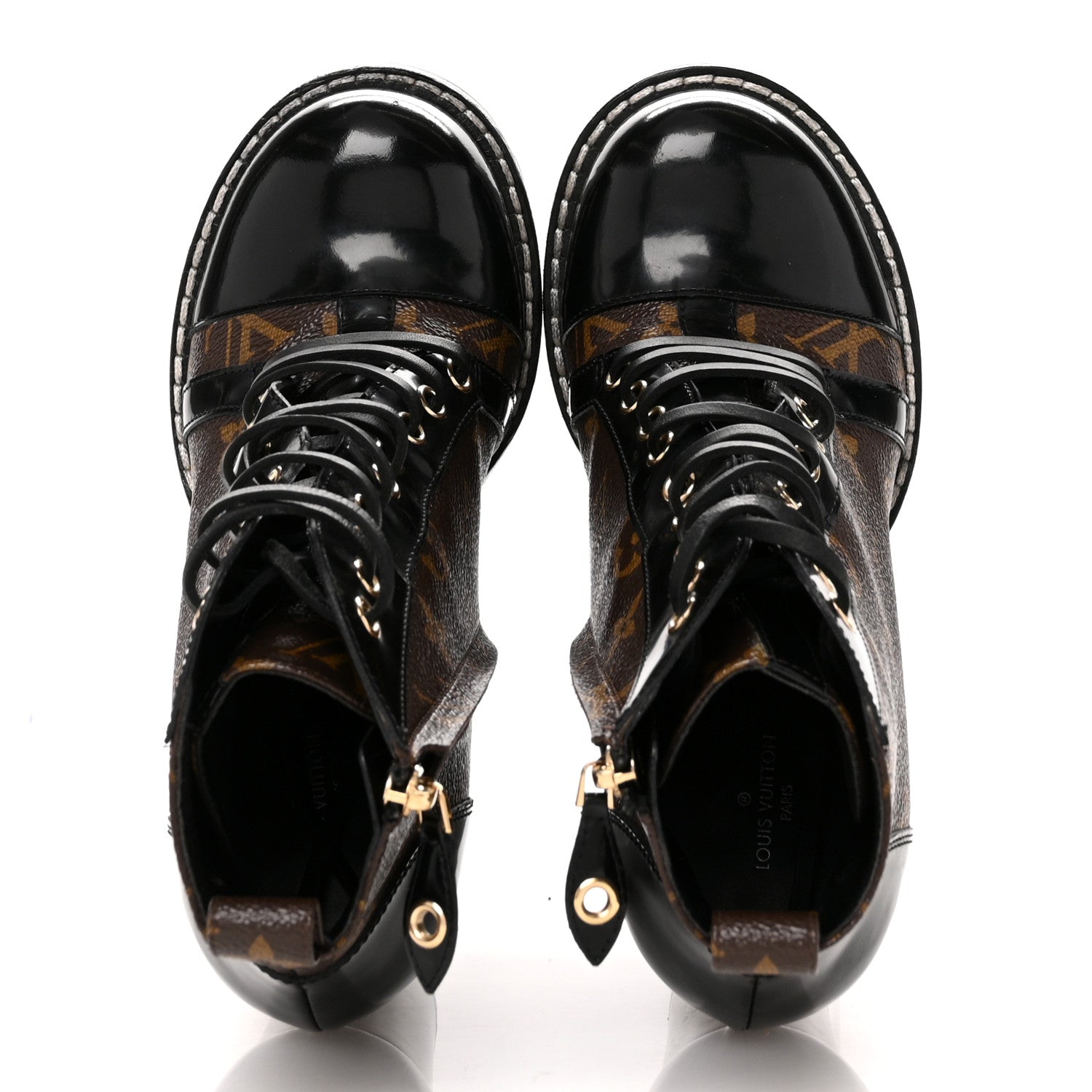 Louis Vuitton Patent Calfskin Monogram Star Trail Ankle Boots 37.5 Black 2 of 11