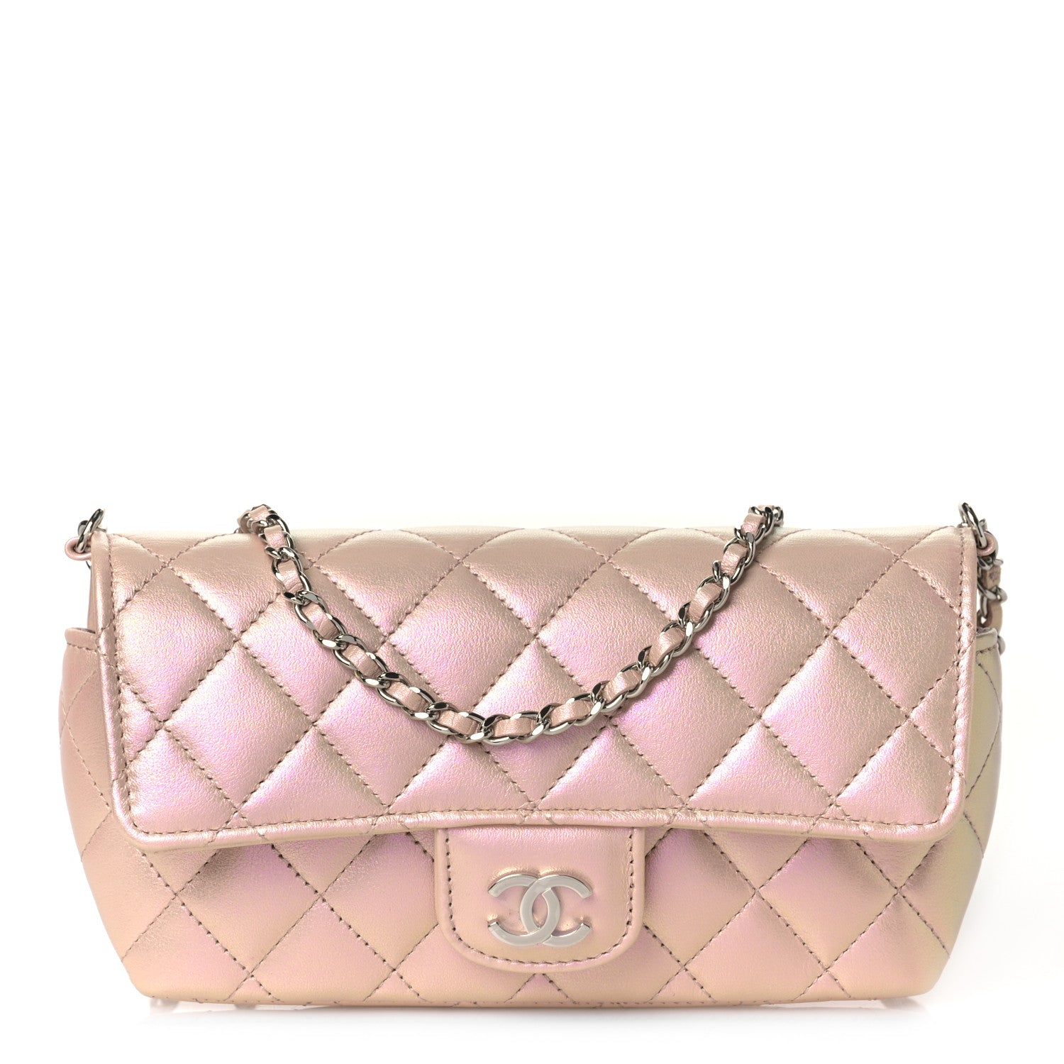 Chanel Iridescent Calfskin Quilted Glasses Case With Chain Pink 1 of 11
