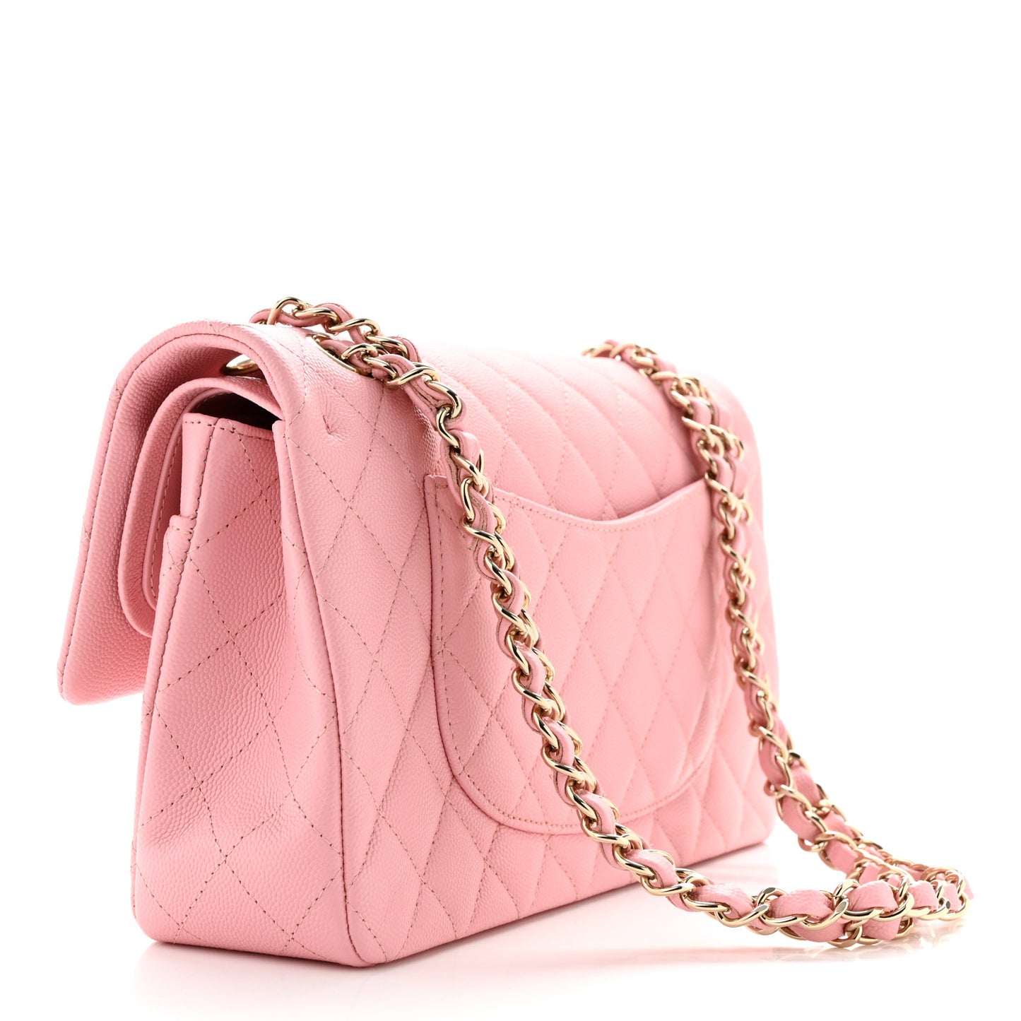 Caviar Quilted Medium Double Flap Pink