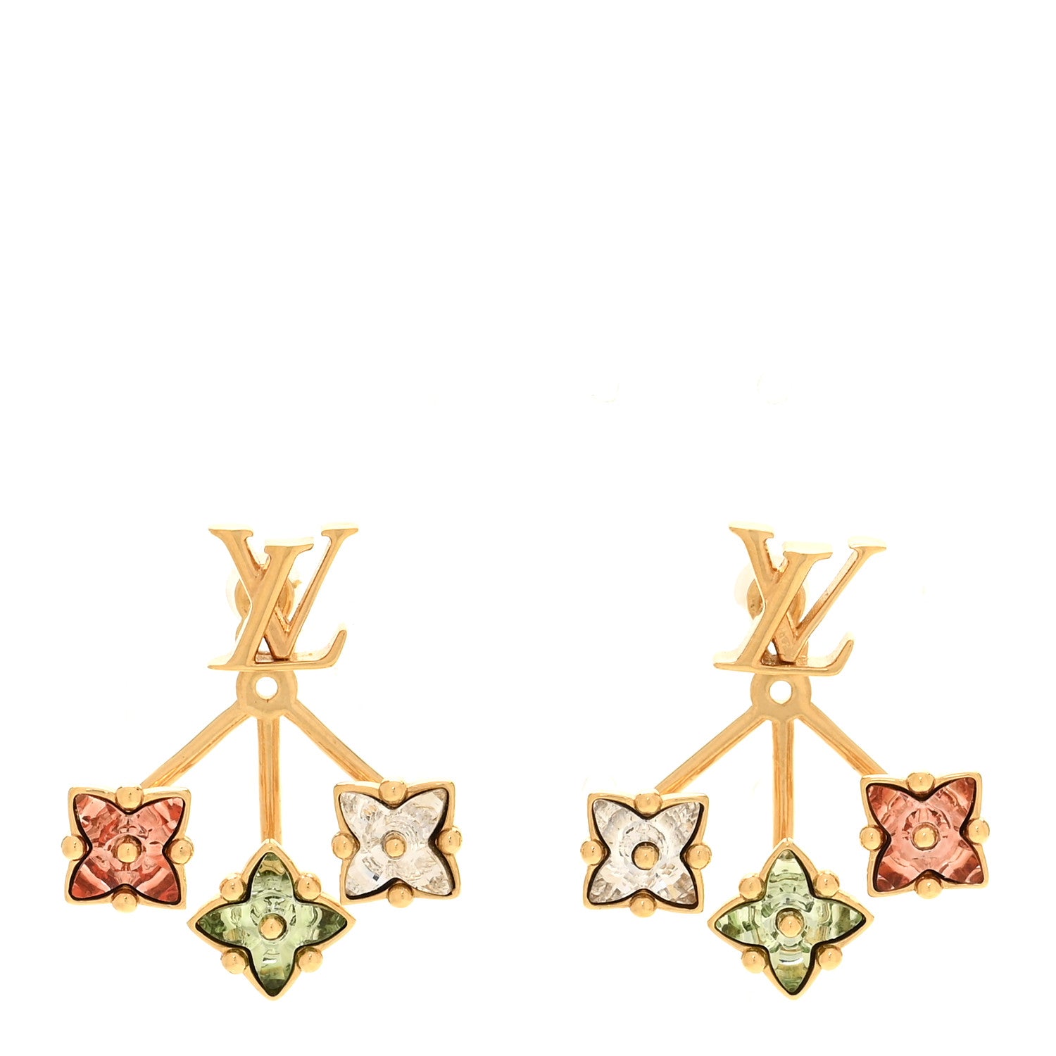 Louis Vuitton Metal Crystal Loulougram Earrings Multicolor 1 of 5