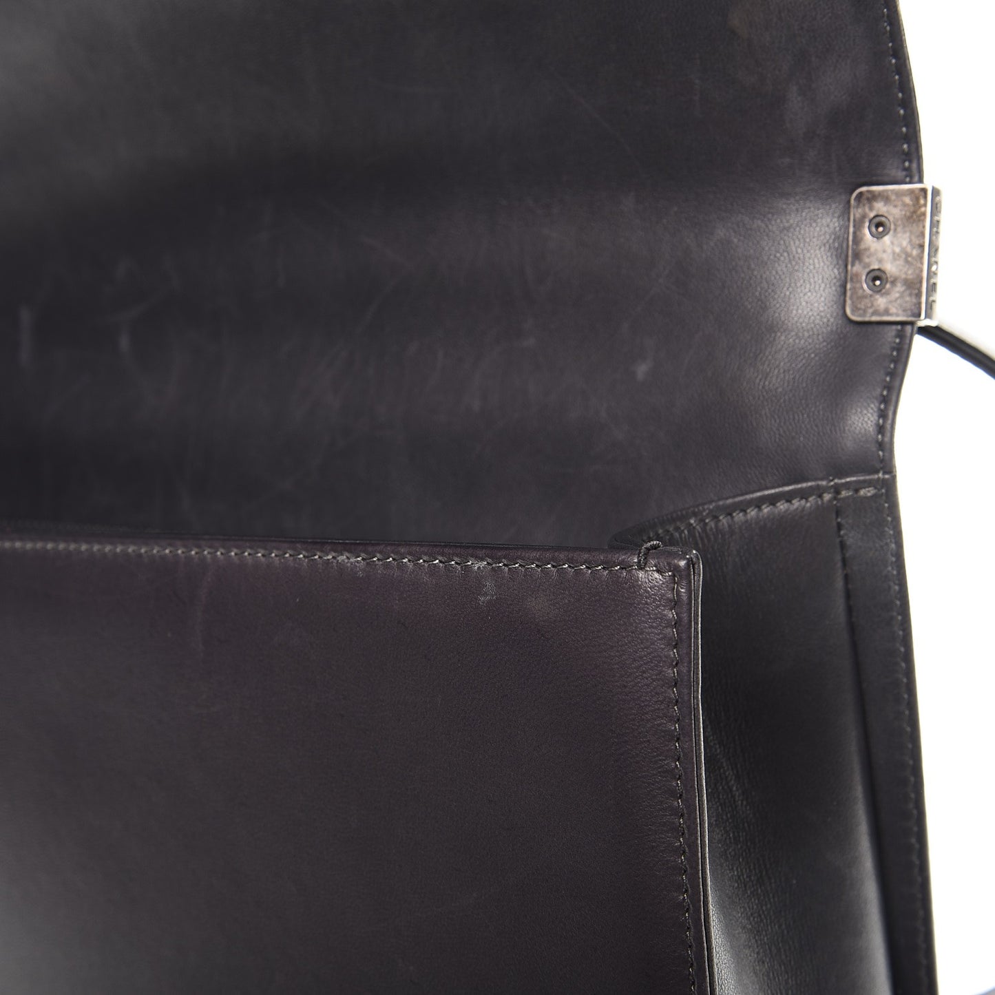 Lambskin Quilted Large Boy Flap Grey