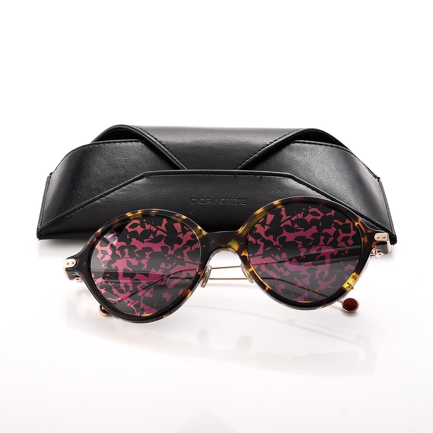 Christian Dior Acetate Leaf Print Umbrage Round Sunglasses Pink Foliage 7 of 7