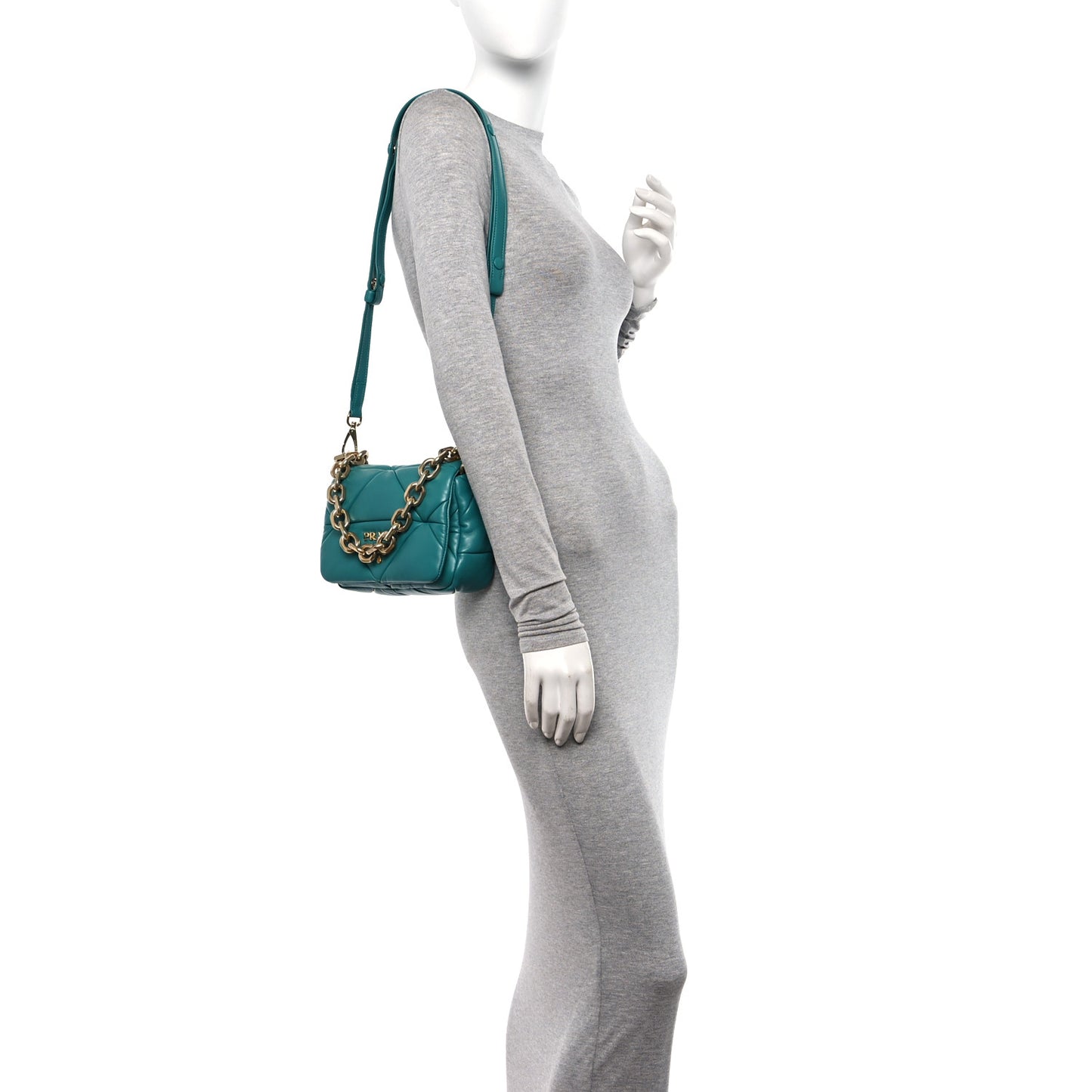 Nappa Metal Quilted Small Patchwork System Flap Bag Pavone