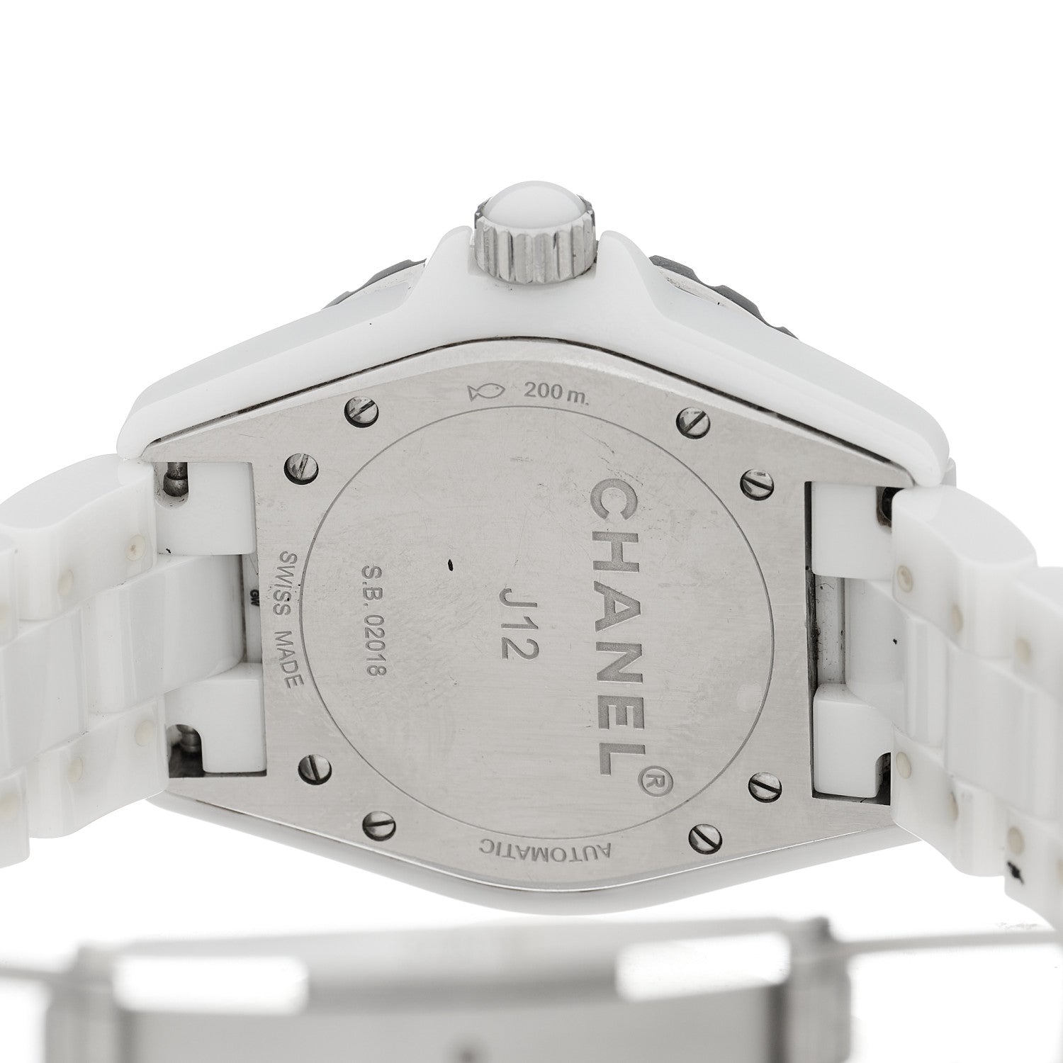Chanel Stainless Steel Ceramic Diamond 38mm J12 Automatic Watch White 4 of 5