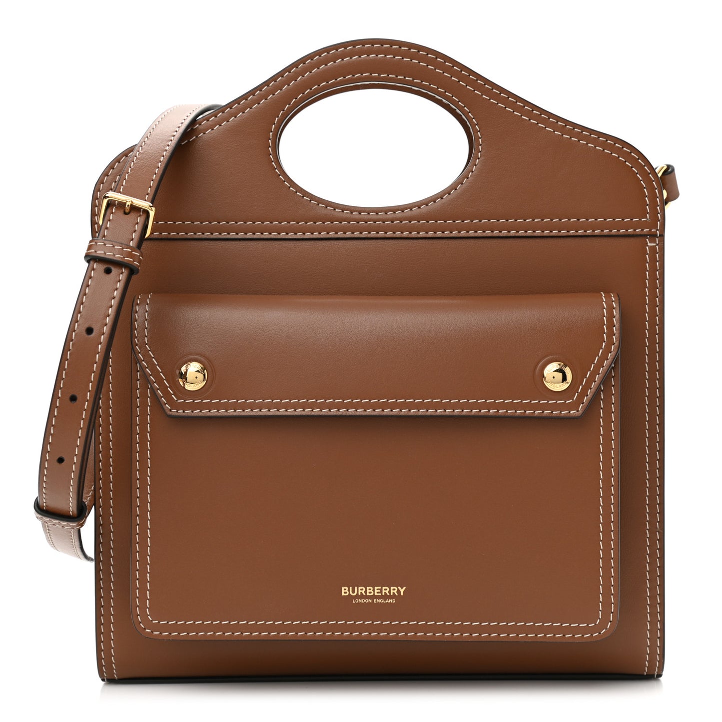 Smooth Calfskin Mini Pocket Bag Malt Brown