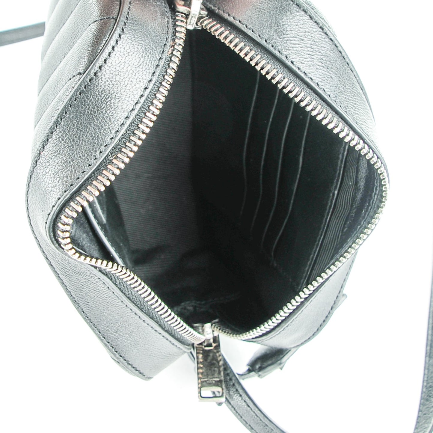 Calfskin Chevron Small Camera Bag Black