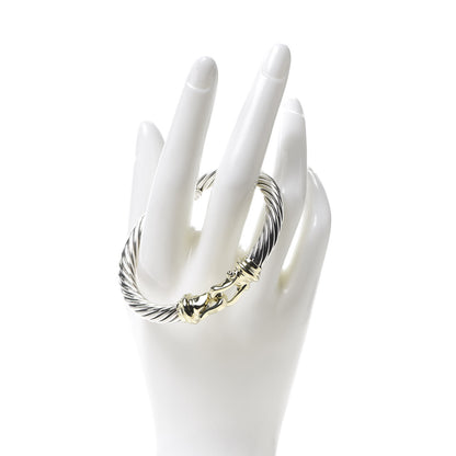David Yurman Sterling Silver 14K Yellow Gold 7mm Cable Classic Buckle Bracelet 2 of 5