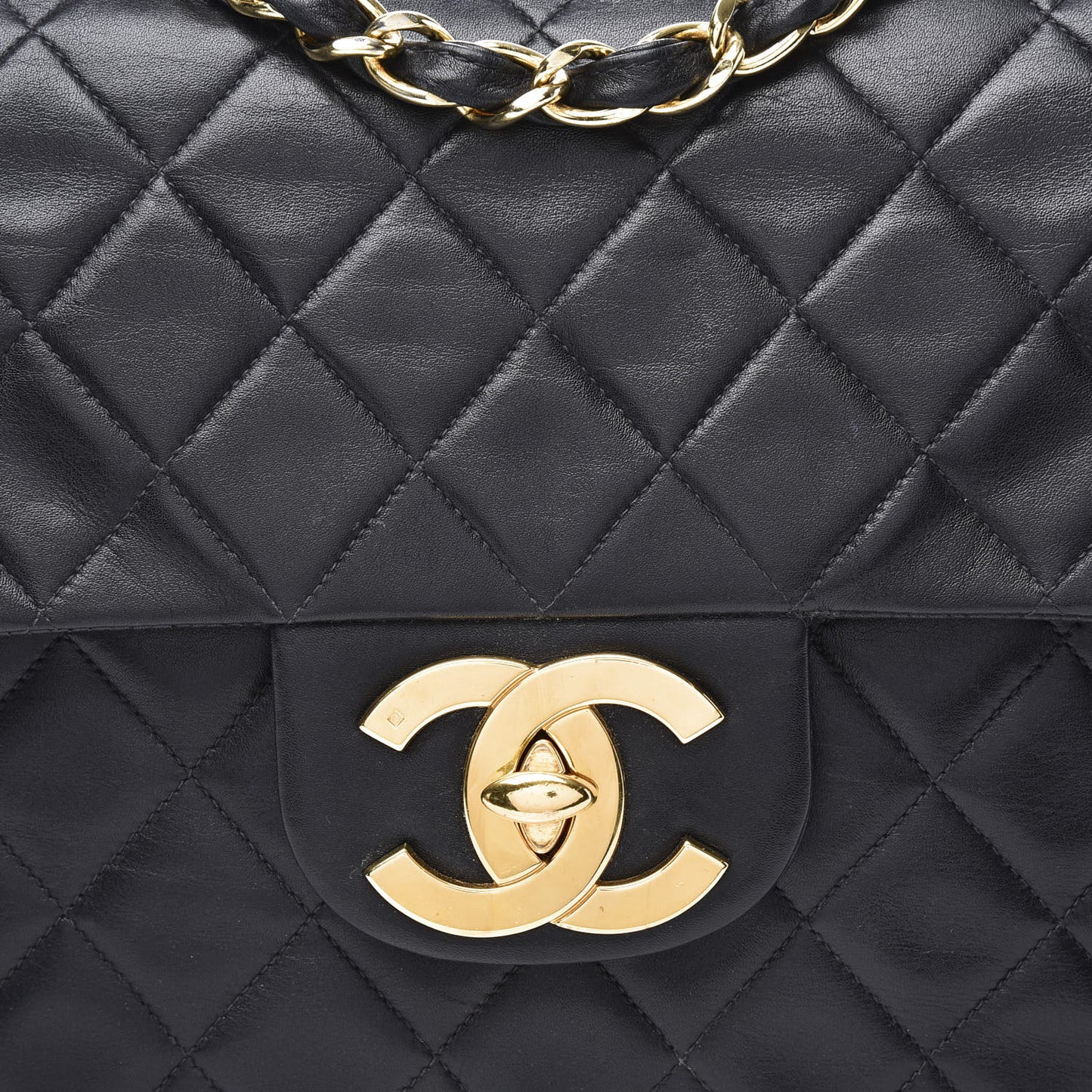 Lambskin Quilted XL Jumbo Single Flap Black