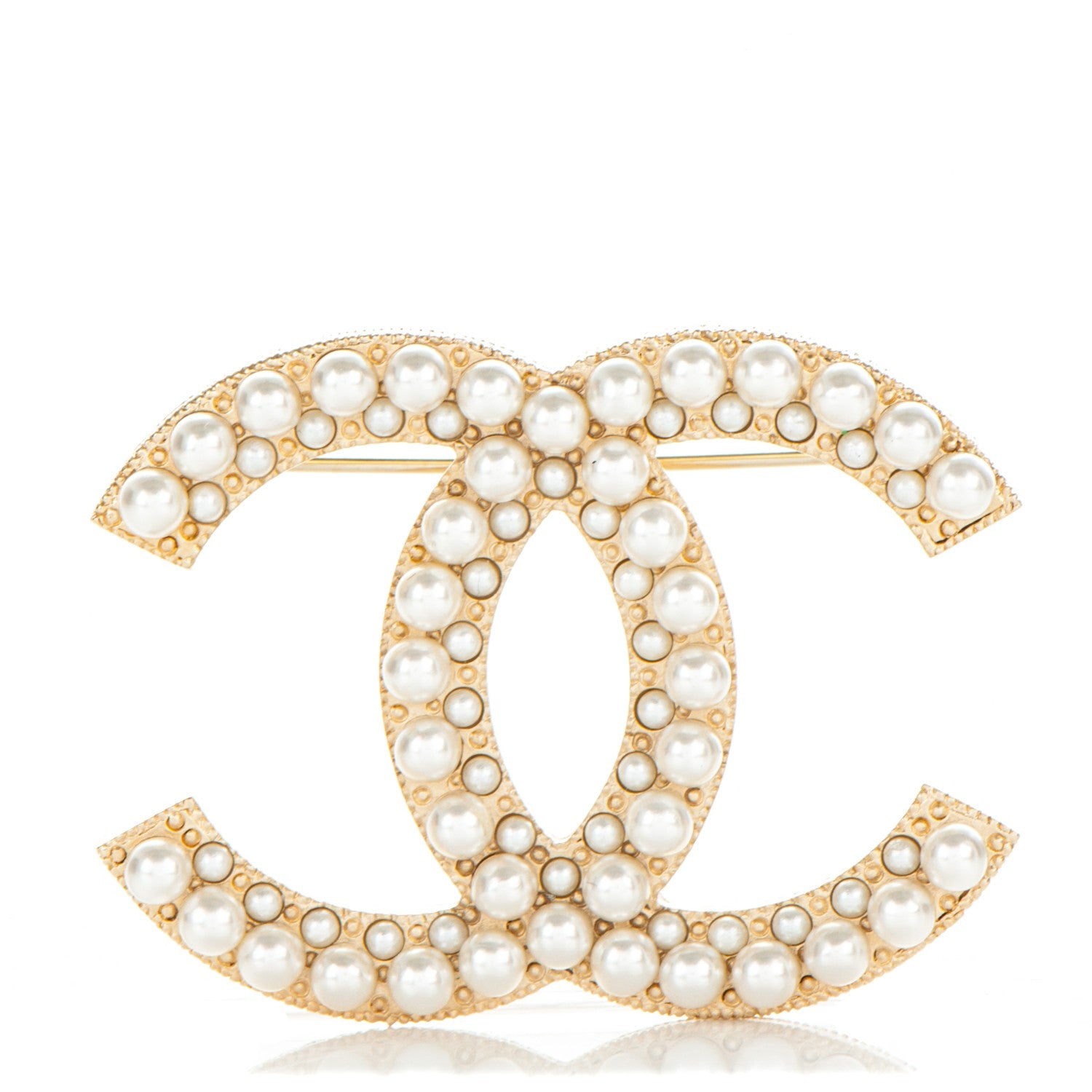 Chanel Pearl CC Brooch Pin Gold 1 of 4