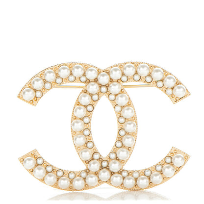 Chanel Pearl CC Brooch Pin Gold 1 of 4