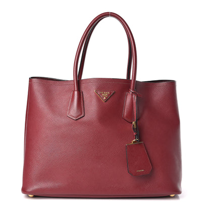 Prada Saffiano Cuir Large Double Bag Cherry 1 of 14