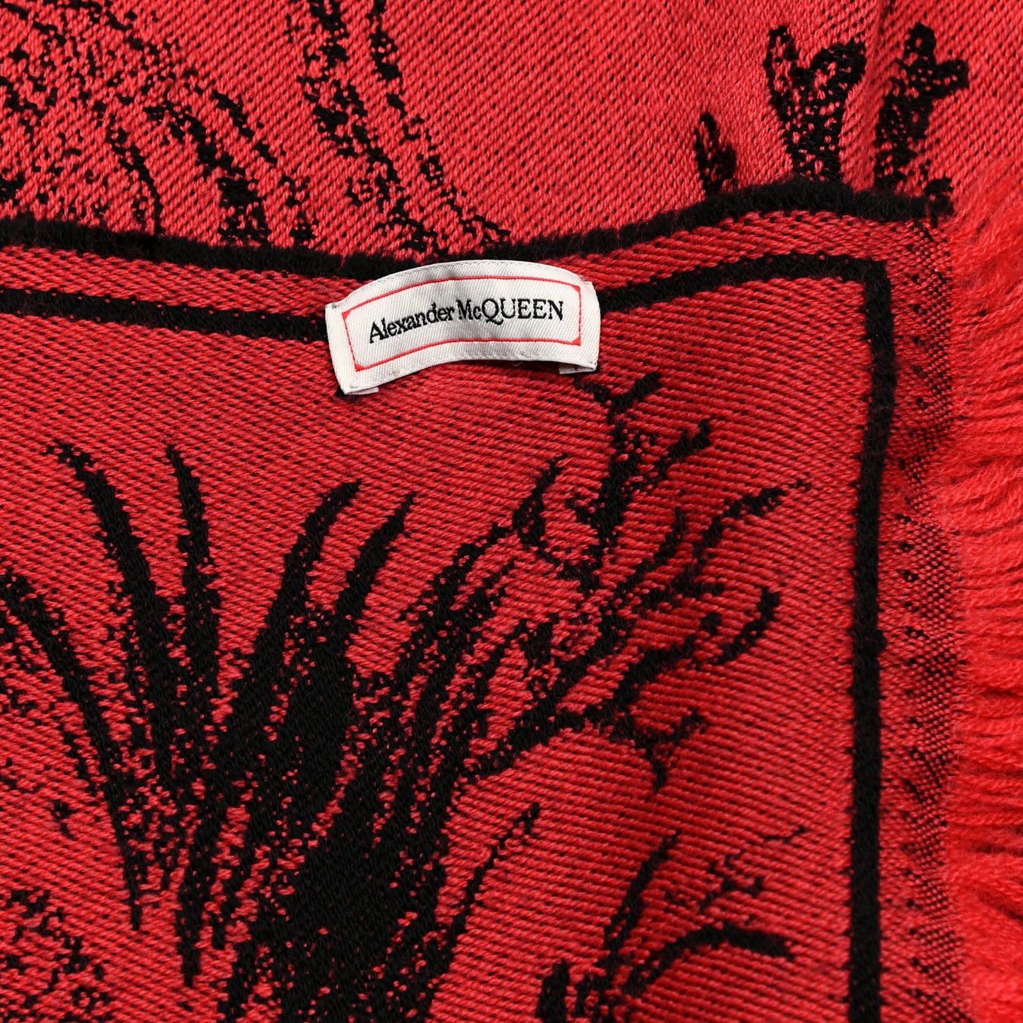 Wool Logo Scarf Black Coral