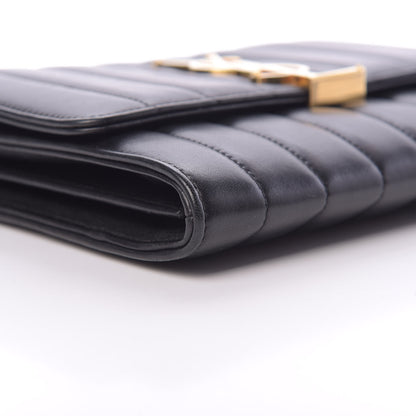 Saint Laurent Lambskin Matelasse Monogram Vicky Chain Wallet Black 9 of 14