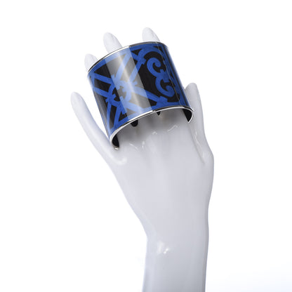 Hermes Enamel Printed Mega Wide Balcons du Guadalquivir Bracelet 62 Blue 2 of 5