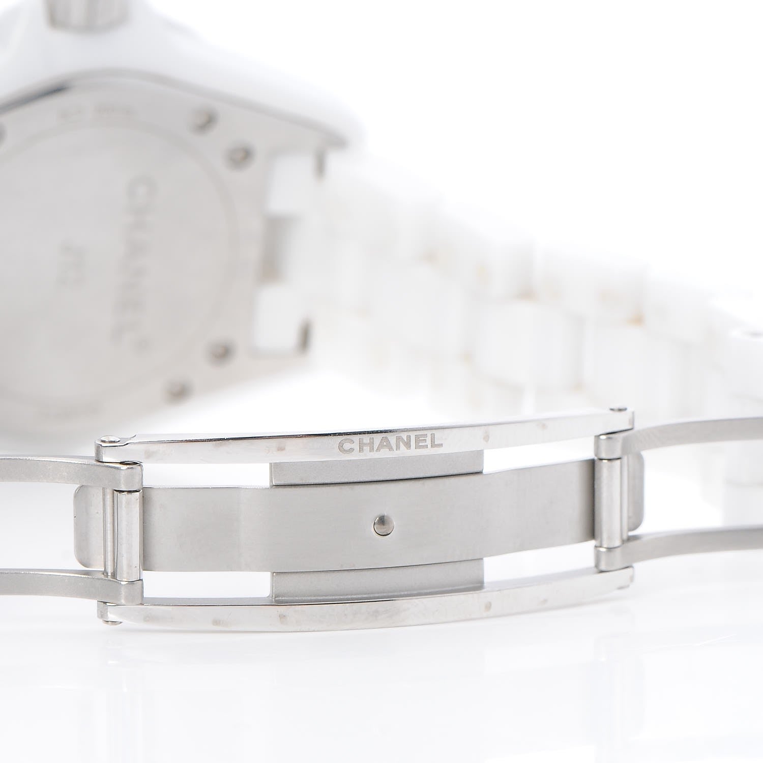 Chanel Stainless Steel Ceramic Diamond Pave Bezel 33mm J12 Quartz Watch White 5 of 6