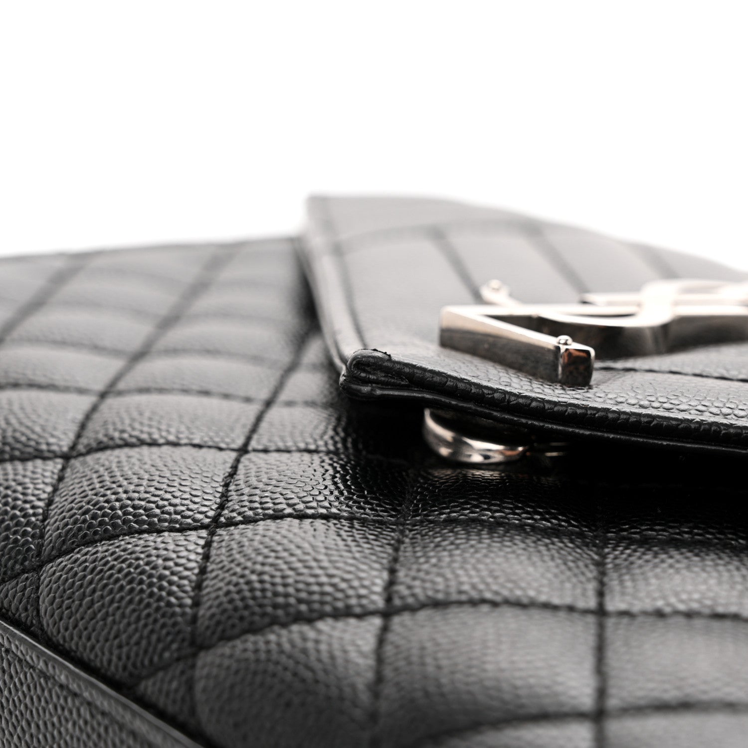 Saint Laurent Grain De Poudre Textured Mixed Matelasse Triquilt Medium Monogram Satchel Black 13 of 15