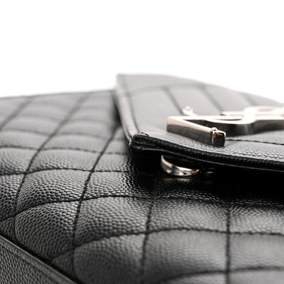 Saint Laurent Grain De Poudre Textured Mixed Matelasse Triquilt Medium Monogram Satchel Black 13 of 15