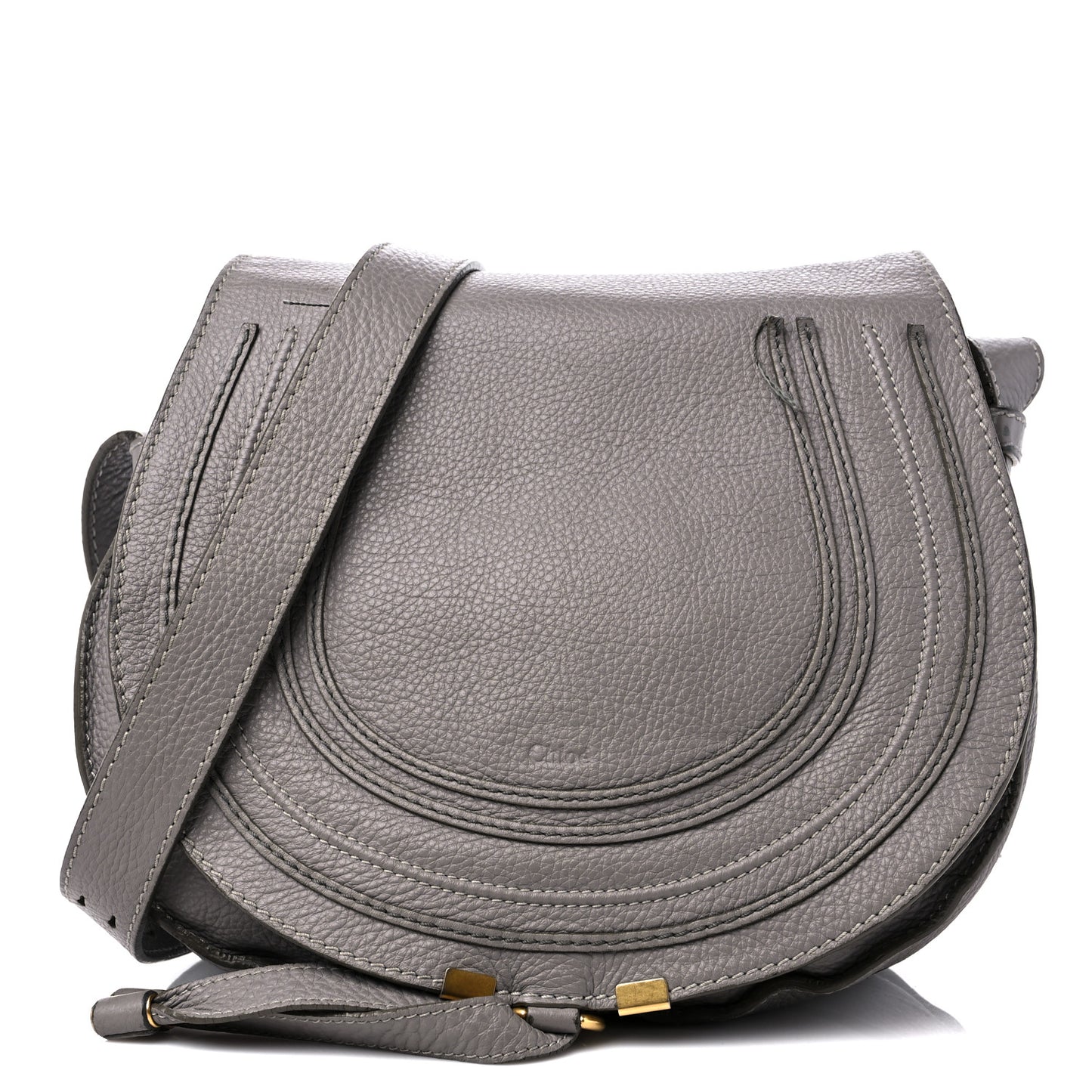 Calfskin Medium Marcie Round Crossbody Bag Cashmere Grey