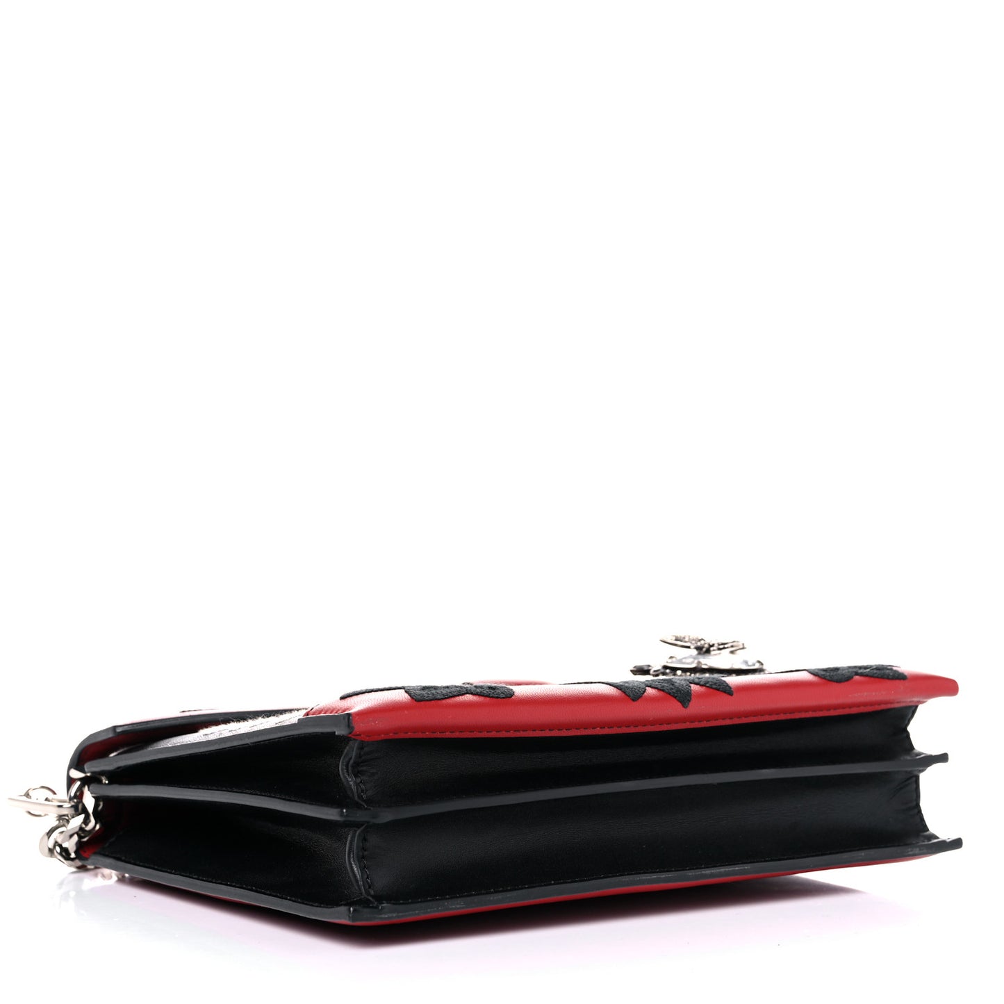 Calfskin Anglaise Embroidered Pin Bag Lust Red Black